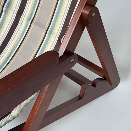 Image of Bunny Bear Premium Wooden Easy Chair | Unshakeable Solid Hardwood Folding Lounge Chair | 3-Position Adjustable | Pre-Assembled with Cushion & Headrest | Indoor Outdoor Relax Chair