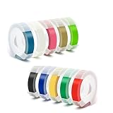 Replacement 3D Embossing Labels Tape Compatible with Dymo Embossing Label Maker DIY Manual Label Printer,1/4''x 9.8',10 Colours Plastic Organizer Embossing Label Makers 1610 Tape 10 Rolls