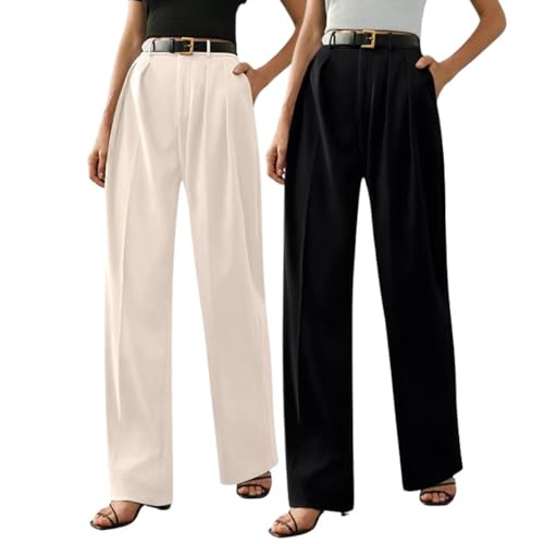 Image of GRECIILOOKS Trousers for Woman | Womens High Rise High Waist Flared Korean Style | Formal Pant for Women Office Wear| Track Pants for Womans Elegant for College & Events (Available in Plus Size)