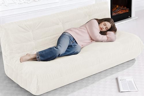 Image of Bean Bag Chair,Giant Beanbag Chairs for Adults,Comfy Large Fireside Chair Lazy Sofa,Corduroy Bean Bag Lounger with Memory Foam Filled,Floor Sofa Couch for Home,Living Room (Beige, 3-Seater)