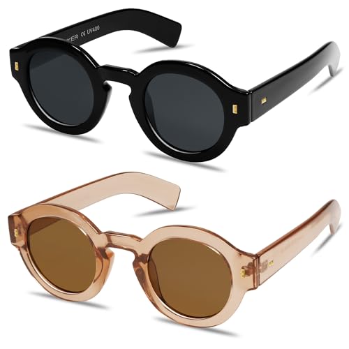 Image of VANLINKER Vintage Round Polarized Sunglasses for Women Men Trendy Shades Retro Circle Sun Glasses VL9743