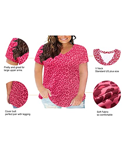 Image of RITERA Women Plus Size Tops Tie Dye V Neck Shirt Floral Camo Summer Short Sleeve Tunic Oversized Ladies Blouse XL-5XL