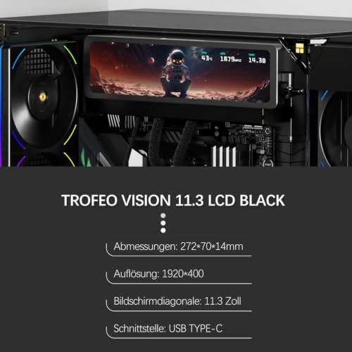 THERMALRIGHT Trofeo Vision 11.3 LCD Black 11,3-Zoll Magnet IPS-Display, 1920x400 Auflösung… – Ansicht 6