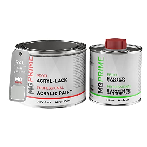 RAL 7035 Gris clair/Light grey Peinture acrylique brillante Pot de 0,75 litre / 750 ml, y compris le durcisseur