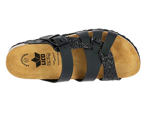 Lico Damen Bioline Gleam Pantoletten, Schwarz, 39 EU