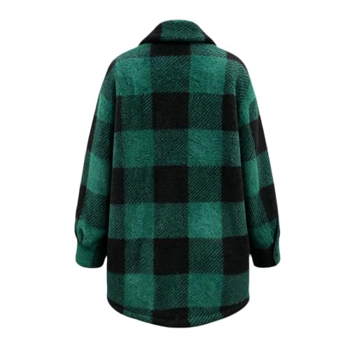 Plaid Sherpa Jacket Women Button Fleece Shacket Casual Fall Winter Outdoor - image 7