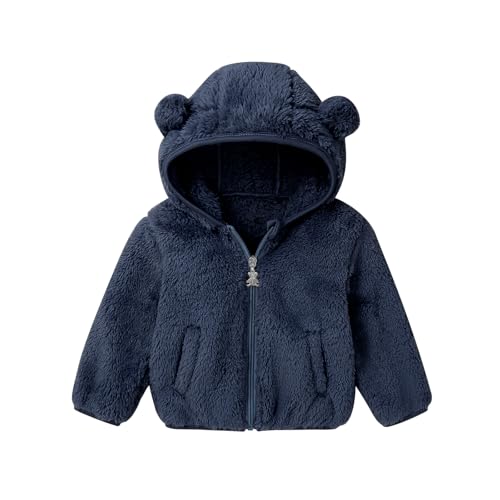 Baby Toddler Boys Girls Fleece Jacket with Hood Zip Up Cute Bear Coats for Infant Boys Girls Fuzzy Jacket with Ear 1-5T