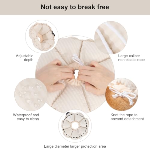 Image of H HIDREAM Dog Cone Collar Stress-Free Recovery Cone Alternative: Adjustable Depth & Diameter for Wide-Neck Dogs (Pugs, Bulldogs, Bullies) Egg White XL-B