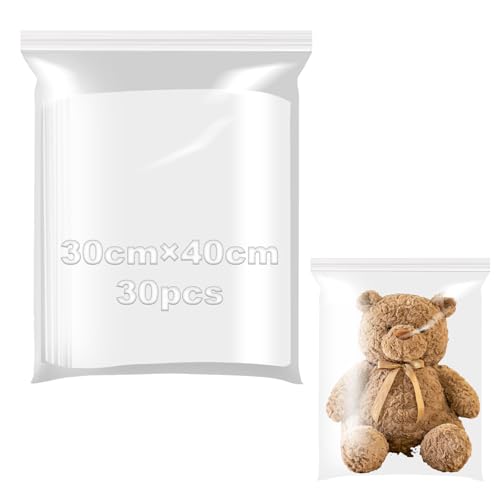 Sac Plastique Zip 30x40cm Sachets Plastiques Refermables 30 Pièces Zippé Transparent Sachet Plastique Zip Sachet Emballage Parfait pour Ranger Vêtements...