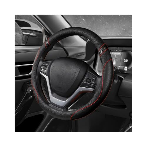 Image of Car Steering Wheel Cover, 15 Inch Premium Leather Breathable Non-Slip Wheels Wrap, Universal Auto Comfortable Steering Wheel Protector for SUV Truck Van, Car Accessories (Black)
