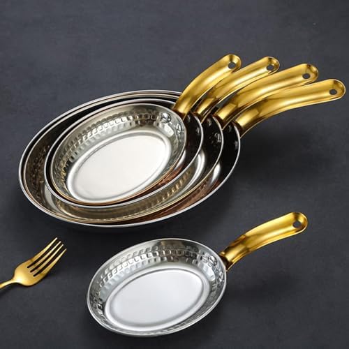 Spanish Paella Pan - Oval Nonstick Frying Pan, Rivet Handle, 304 Stainless Steel Seafood Cookware for Home Cooking & Kitchen Essential