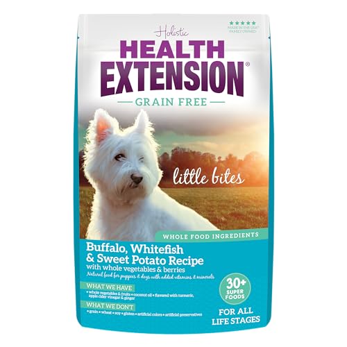 Well being Extension Little Bites Dry Canine Meals, Pure Meals with Nutritional vitamins, Appropriate for All Puppies, Grain Free Buffalo, Whitefish & Candy Potato Recipe with Complete Vegetable & Berries (1 Pound / 0.4 kg) Well being Extension Little Bites Dry Canine Meals, Pure Meals with Nutritional vitamins, Appropriate for All Puppies, Grain Free Buffalo, Whitefish & Candy Potato Recipe with Complete Vegetable & Berries (1 Pound / 0.4 kg)