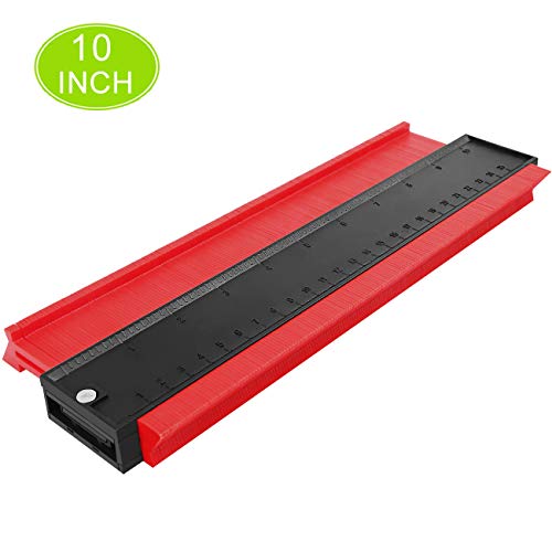 HAUSPROFI - Medidor de perfil de 25 cm, herramienta de contorno, corrector, herramienta de marcado para perfiles irregulares, azulejos, laminado y madera (10 pulgadas), color rojo