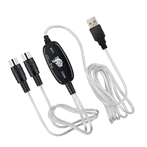 Mikinona Midi Cable to Music Editing Cord Keyboard Connector Adapter for Electronic Instruments Compatible Built Driver for Easy Setup