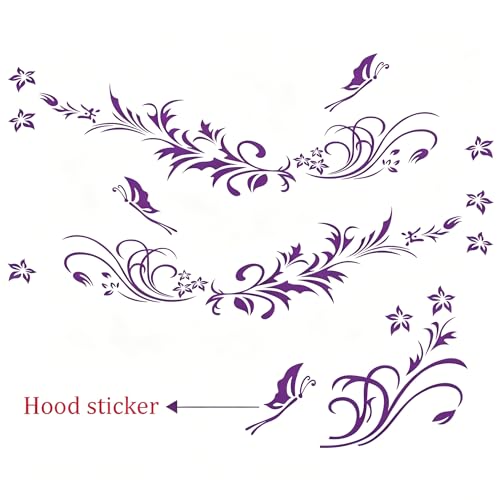 Image of Car Body Decals Carved Hollow Flower Butterfly Decorative Stickers Anti-Scratch for Cars, Vans, SUVs, Trucks,Set of 3 pcs (Purple)