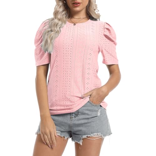 Haut d'été manches courtes col rond femme t-shirt fluide respirant léger