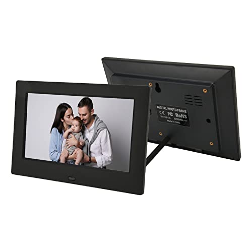 Marco de Fotos Digital de 7 Pulgadas, álbum de Fotos con Marco de Fotos Electrónico LCD HD 1080P, con Función de Reloj y Calendario, para Familiares y Amigos (Enchufe de la UE)