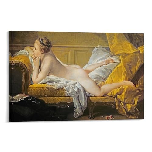 Impression toile François Boucher Fille Allongée 60x90cm tableau chambre