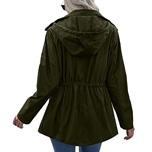 Lu's Chic Women's Rain Jackets Anorak Waterproof Casual Military Utility Outdoor Fall Hood2