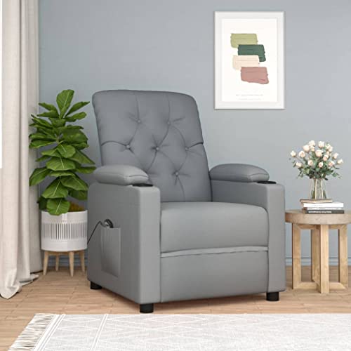 KTHLBRH Sillón reclinable eléctrico Tela Gris Claro Sillón Reclinable Eléctrico con 3 Posiciones, Acolchado y Estructura Estable