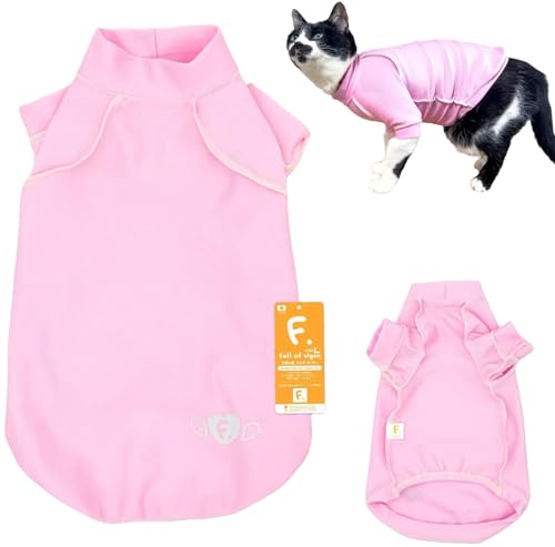 猫服 袖付きTシャツ 皮膚保護服 スキンウエア ひっかき対策 過剰グルーミング 男女兼用服 抗菌 防臭機能 猫の服 フルオブビガー 6/ピンク C2S
