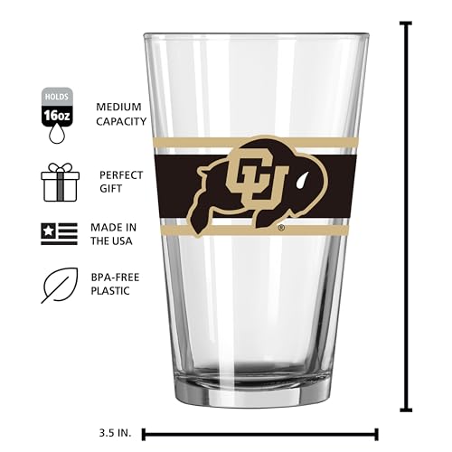 Image of Logo Brands NCAA 16 oz Pint Glass - Durable Glass With Bold Team Color- Chip-Resistant Rim Drinkware For Fans, Tailgates, Home Bars & Everyday Use