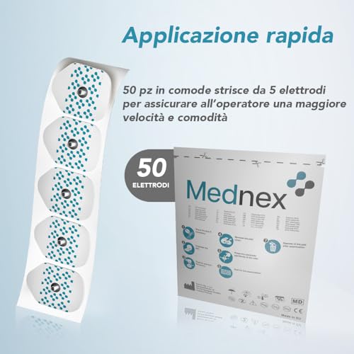 MEDNEX EKG-Elektroden, 50 Einweg-EKG-Elektroden, 36 x 48 mm, für Stresstests und Basalüberwachung, solides Gel, antiallergisch, sichere Haftung, kompatibel mit allen EKG-Modellen, Packung mit 50 Stück