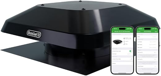 Quietcool AFR SMT ES-2.0 Roof Mount Smart Attic Fan - Up to 1950 CFM - As low as 25 Watts - Smart App Control - Thermostat...