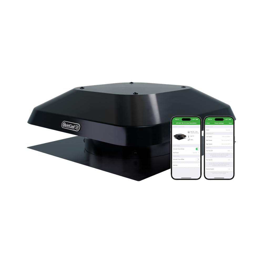 Quietcool AFR SMT ES-2.0 Roof Mount Smart Attic Fan - Up to 1950 CFM - As low as 25 Watts - Smart App Control - Thermostat... - Review, Price and Buying Guide