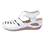 closed toe sandals for women wide fit Womens Sandals Closed Toe Wide Fit Orthopedic Sandal Casual Non Slip Wedge Shoes Comfortable Arch Support Fastening Slip on Walking Sandal Summer White 7.5
