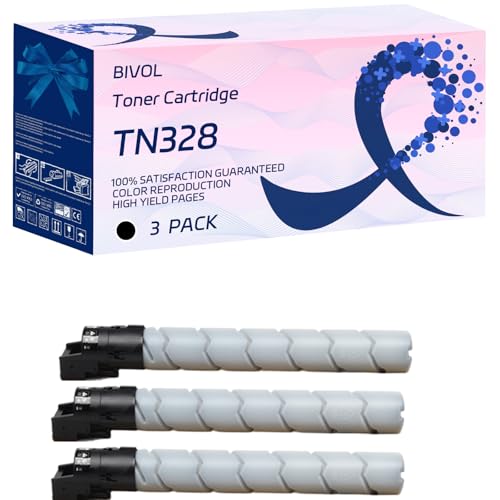 TN328 Toner Cartridge Compatible for Konica Minolta bizhub C250i C300i C360i Printers, with Chip, High Yield 27000 Pages, Vivid Colors (3 Pack Black) -  BIVOL