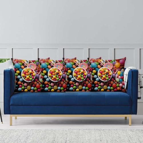 Housse de coussin bonbons multicolore taie oreiller carrée canapé