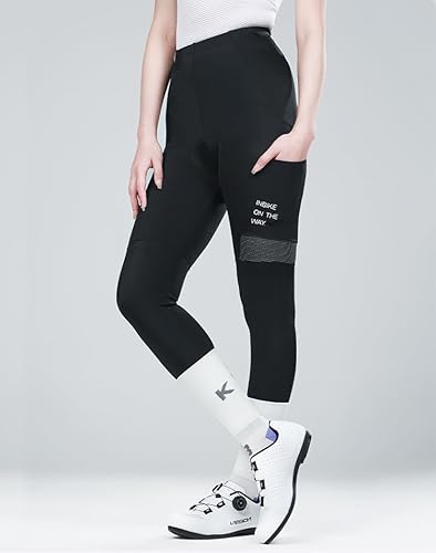 INBIKE Fahrradhose Laufhose Damen Lang Radhose Fahrrad Hosen Gepolstert Rennradhose mit 3D Sitzpolsteru Wander Leggings Outdoorhose Wandern Laufen Yoga Freizeitkleidung M