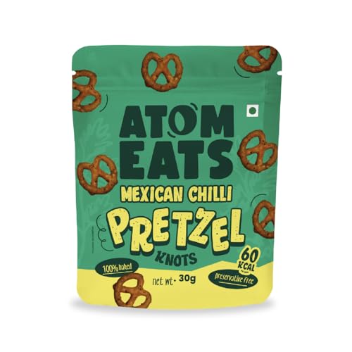 Image of Atom Eats | Mexican Chilli Pretzels 30g | Spicy Mini Pretzel Knots with Garlic, Onion & Red Chilli | 100% Baked | Gourmet Snack for Parties, Beer Nights, Travel & More | Crunchy, Bold & Preservative-Free