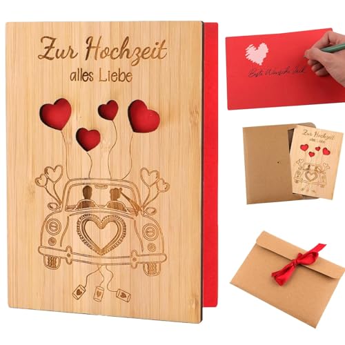 KEUGT Carte de Vœux en Bois avec Enveloppe,15x11cm