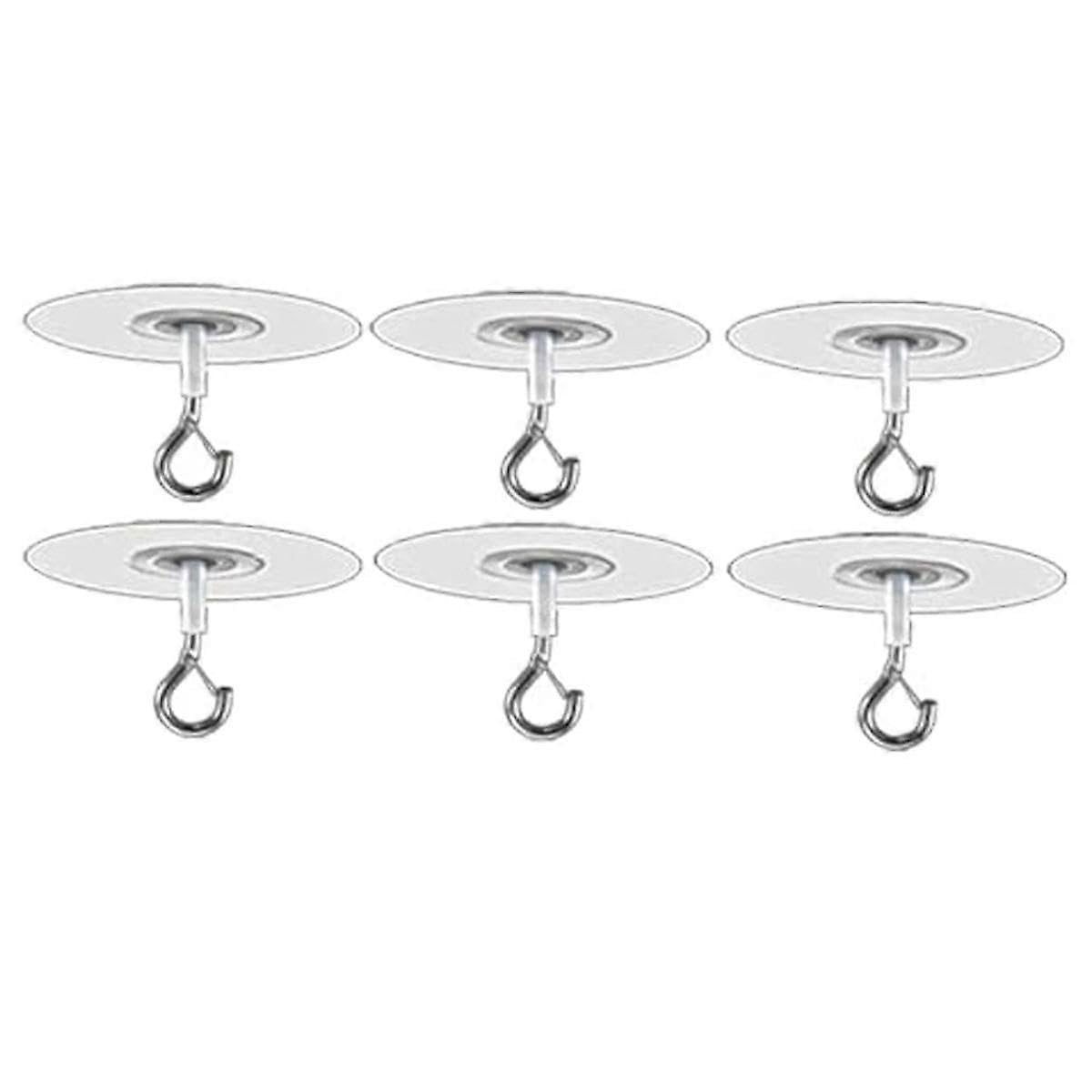 JOYHAPPST 6Pcs Adhesive Ceiling Hooks for Popcorn Concrete Textured Ceiling Wall Surface, No Drilling Self Adhesive Ceiling Hooks