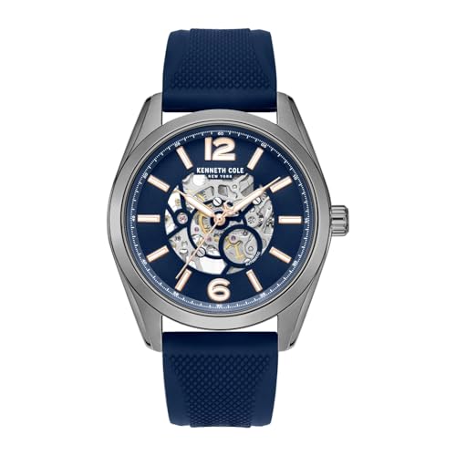 Image of Kenneth Cole Automatic Blue Round Dial Men's Watch | Silicon Strap Material | Watches for Men Analog - KCWGZ0104001MNW