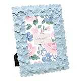 Laura Ashley 4x6 Powder Blue Flower Textured Hand-Crafted Resin Picture Frame w/Easel & Hook for Tabletop & Wall Display, Decorative Floral Design Home Décor, Photo Gallery, Art (4x6, Powder Blue)