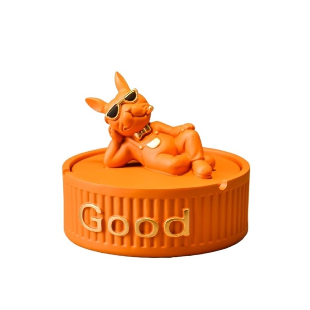 Ashtrays Trendy Office Ashtray Prevents Fly Ash, Creative Gift for Boyfriend(Orange)