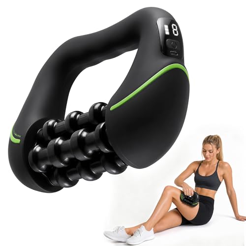 2in1 Electric Deep Rolling Massager 8 Speeds Full Body Muscle Roller for Legs Calves Abdomen Back & Neck  Cellulite-prone Areas Rechargeable Handheld Powered Rolling Tool with LCD Display