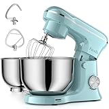 Facelle Tilt-Head Stand Mixer, 5QT+6QT Stainless Steel Two Bowls, 10 Speeds Kitchen Electric Food Mixer with Egg Whisk, Dough Hook, Beater, Dishwasher-Safe Attachment, Ideal Gift for Mom