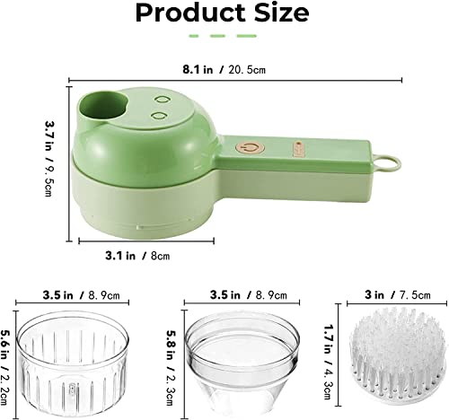 4 In 1 Handheld Electric Food Chopper Set, Cordless Food Processor For Garlic Chili Onion Celery Ginger Meat, Brush, Vegetable Slicer & Dicer, Garlic Slicer, Onion Chopper #TOP6