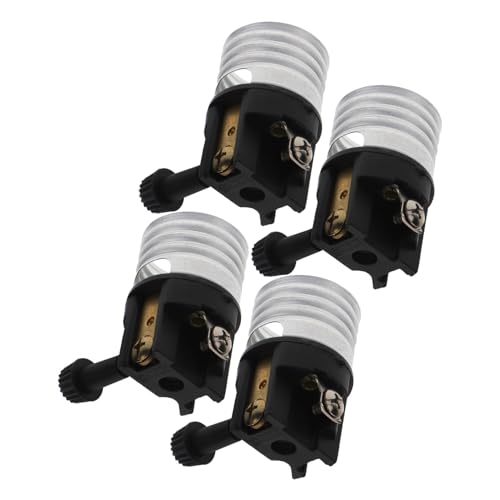 iplusmile 4 piezas Portalámparas con Interruptor de Tres Soporte de Casquillo de Luz Resistente de Aluminio para Hogar Fácil Instalación y Uso Seguro Cocina Taller y Garaje