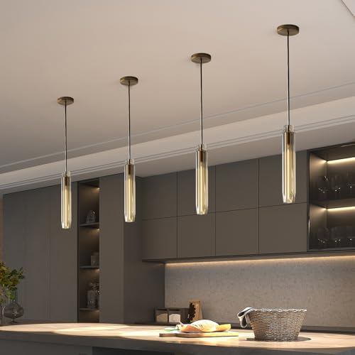 Image of Pendant Lights Kitchen Island Pendant Lights Pendant Light fixtures Kitchen Pendant Light pendent Light 15 inch Amber Crystal lampshade Island Pendant Lights for Kitchen