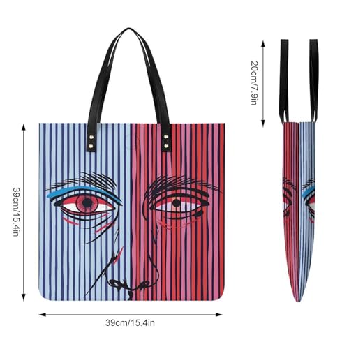 Reusable Grocery Bags Striped Pattern Eyes Tote Bag for Women Lightweight Shoulder Bags Large Shopping Bag for Travel Work Handbag2