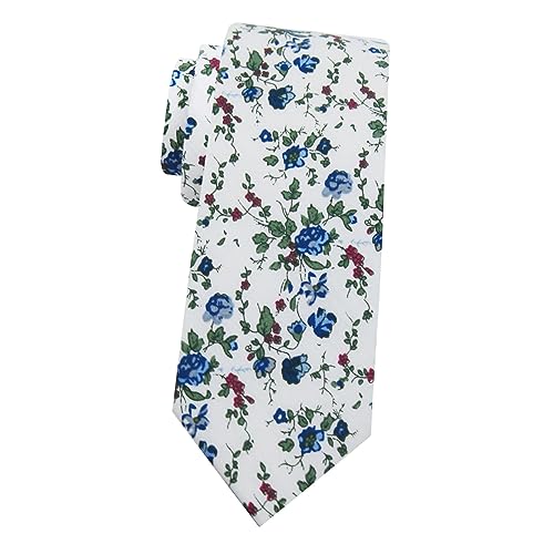 Image of Mantieqingway Men's Skinny Tie, Cotton Floral Ties for Men Wedding Necktie for Groom, Groomsmen, Missions, Dances
