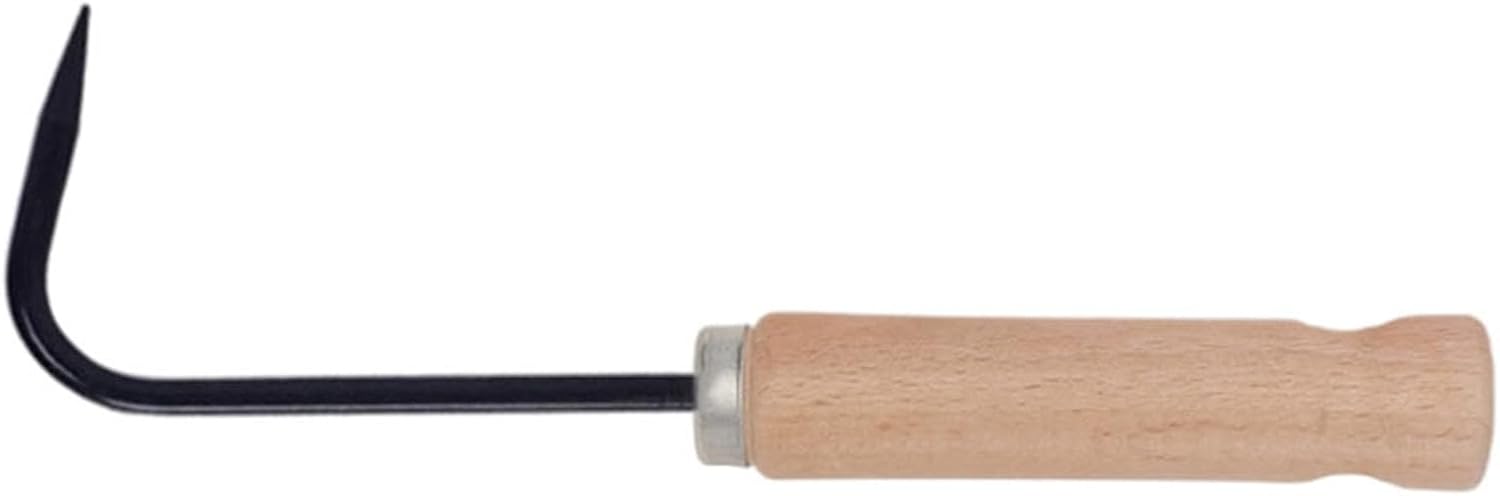 Toyvian Bonsai Root Hook Garden Weeding Tool with Wooden Handle and Thickened Carbon Steel Single-Claw for Root-Friendly Weeding and Soil Loosening, Ergonomic Design for Outdoor Use