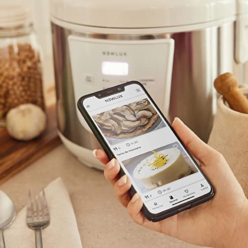 NEWLUX-Robot-de-Cocina-Multifuncion-5L-Mod-Newcook-Blanco-con-Cubeta-Antiadherente-Programable-24H-9-Funciones-y-8-Menus-automaticos-Mantiene-Caliente-24H