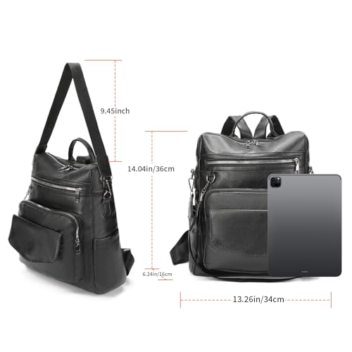 Mochila para mujer GAEKEAO de piel sintética grande con cremallera 4