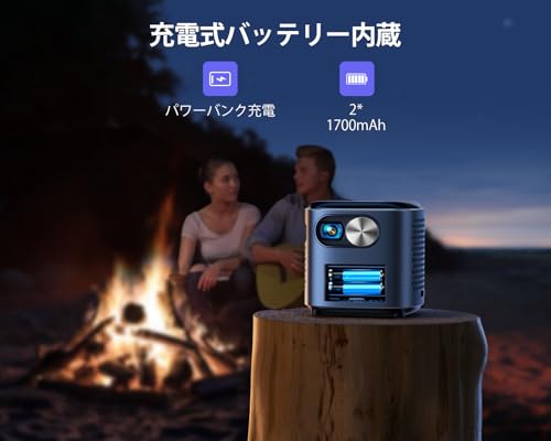 WiMiUS Q2プロジェクター小型【Android TV搭載/DLP/360度の天井投影/自動垂直台形補正/短焦点/静音/防塵】屋外用/家庭用/5GWiFi/Bluetooth5.2/HIFIスピーカー miniモバイルホームシアター Android/iPhone/スマホ/タブレット/パソコン/SWITCH/PS4/DVDプレーヤー対応【日本語取扱書&着脱式スタンド付き】